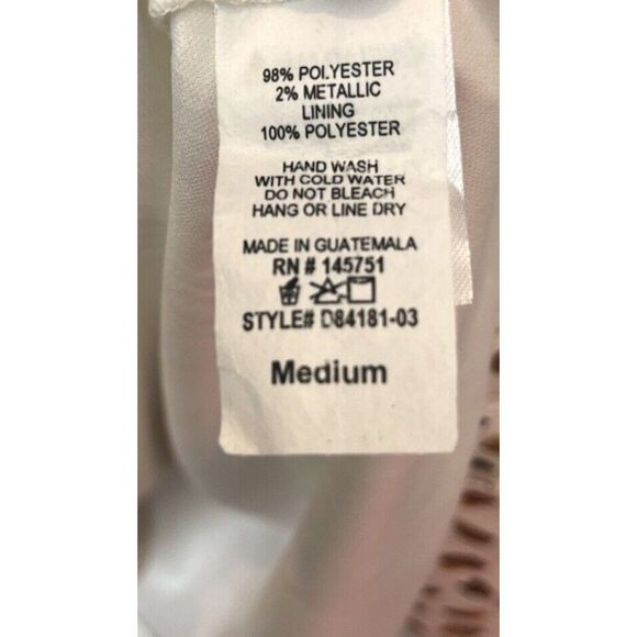 Peach Love California Dot Mini Dress Women’s Size Medium Cream Brown Metallic - Picture 6 of 7